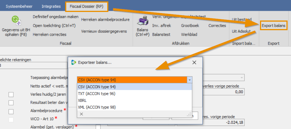 Adsolut - fiscaal dossier - export balans