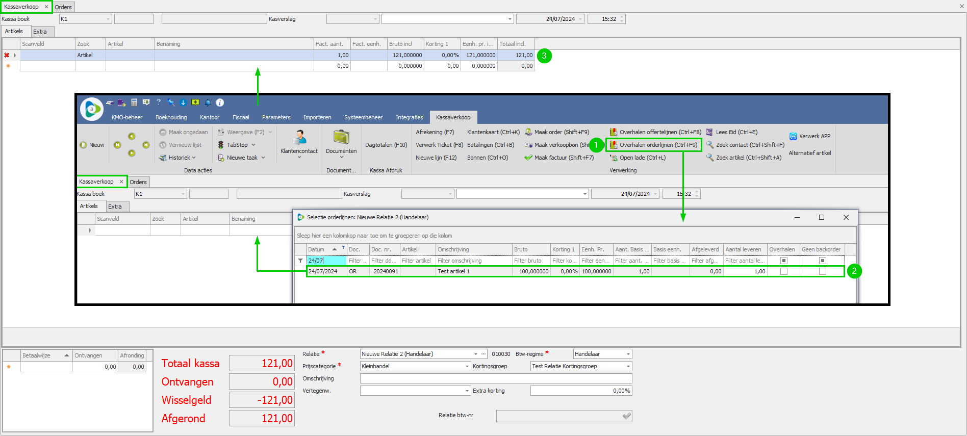 Overhalen orderlijnen