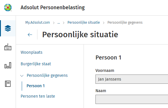 Adsolut Personenbelasting - persoonlijke situatie