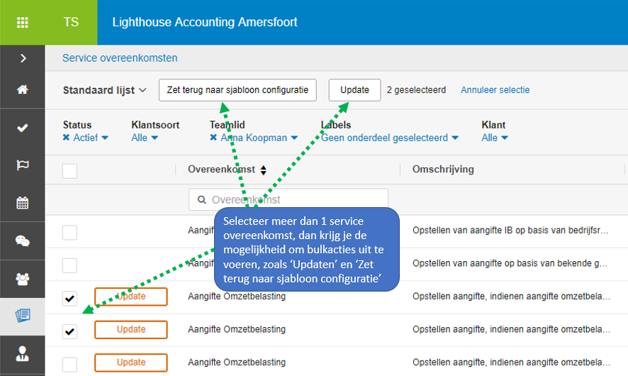 Bulkacties Service overeenkomsten