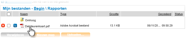 Rapport exporteren Openen bestand vanuit Bestandsbeheer