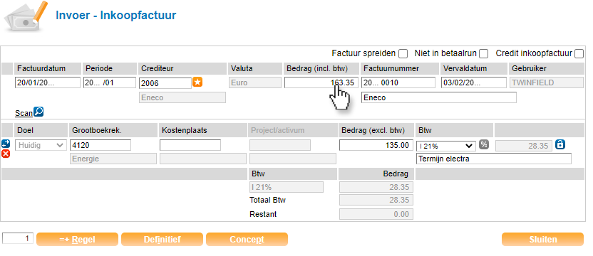 Acties vanuit rapport Boeking bekijken
