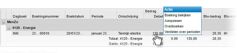 Rapport Grootboekkaart Acties