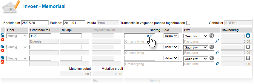 Rapportactie Aanpassen Boeking