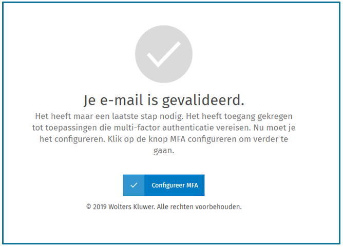 email gevalideerd configureer MFA