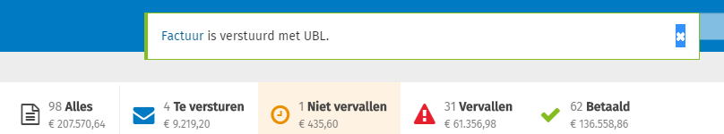 Factuur is verstuurd met UBL