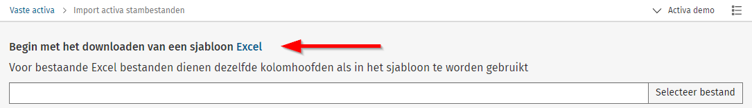 Import sjabloon Activa downloaden