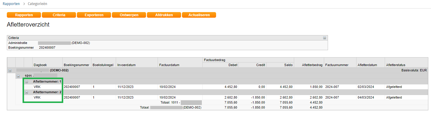 Afletternummer vinden