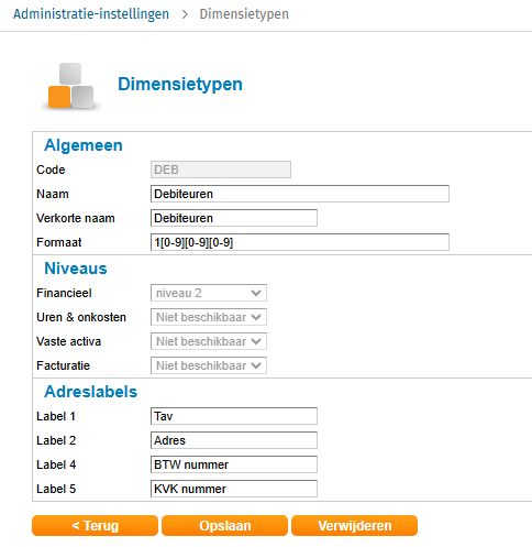 Dimensietype debiteuren