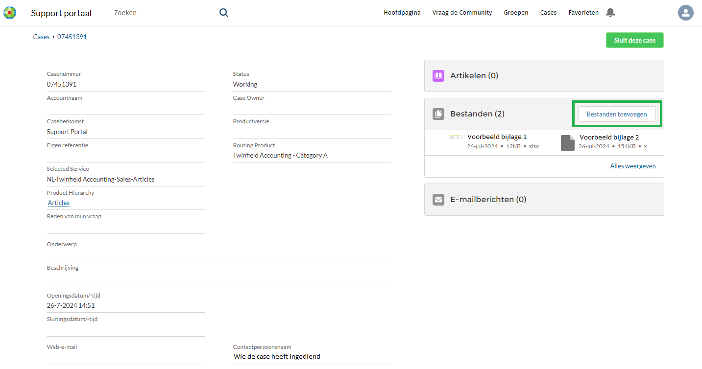 Case bestanden toevoegen