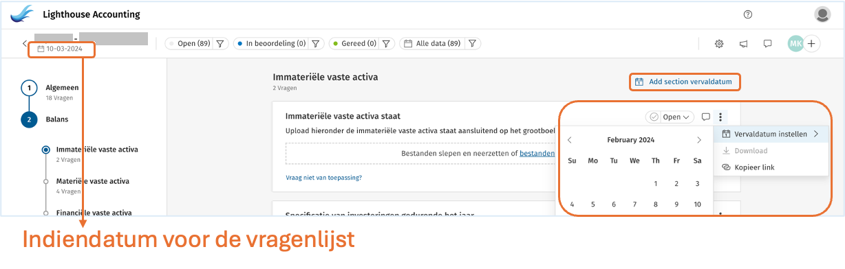 Indiendatum aanpassen