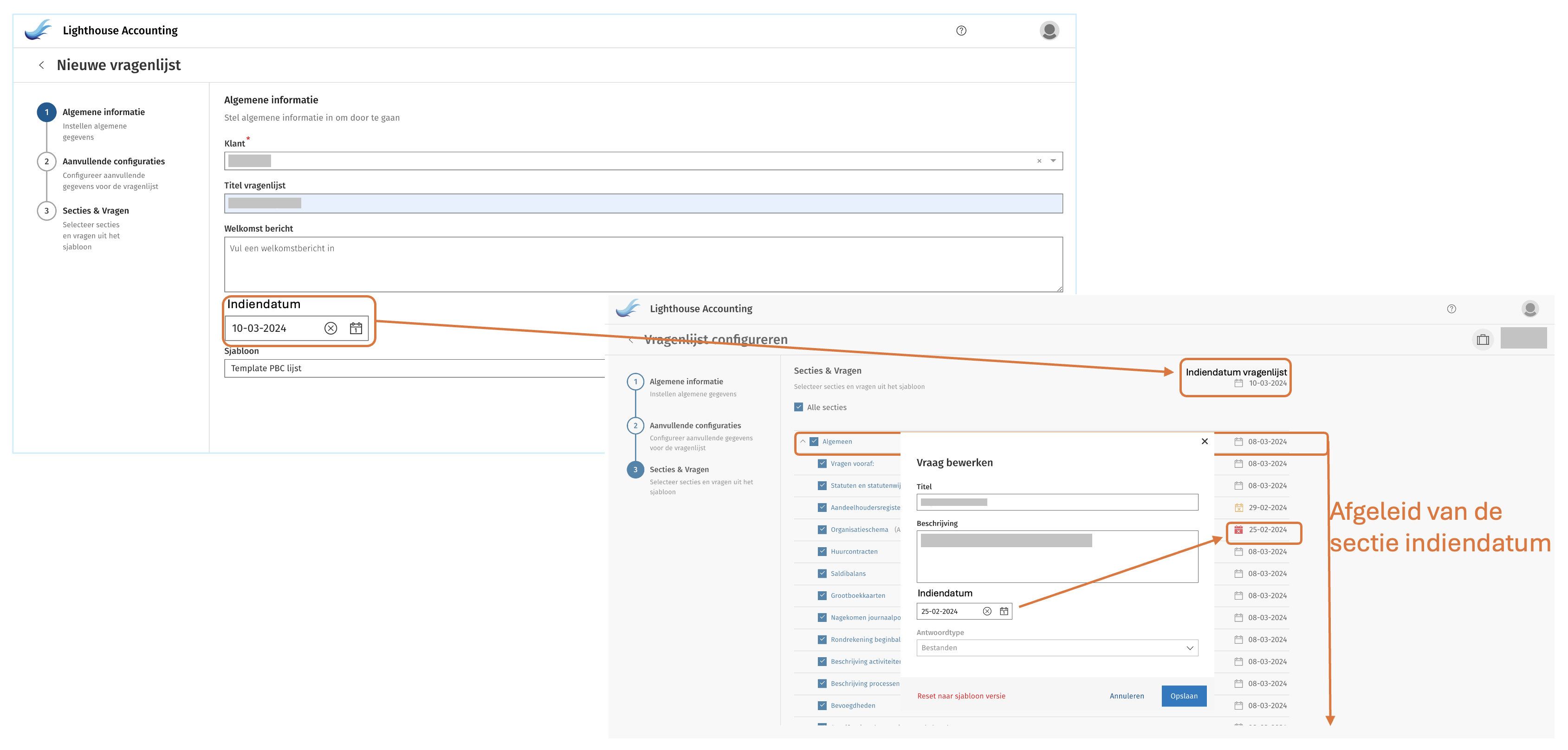 Indiendatum instellen