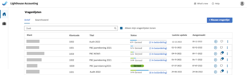 Vragenlijst Controleren