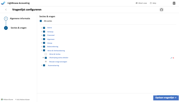 Vragenlijst configureren