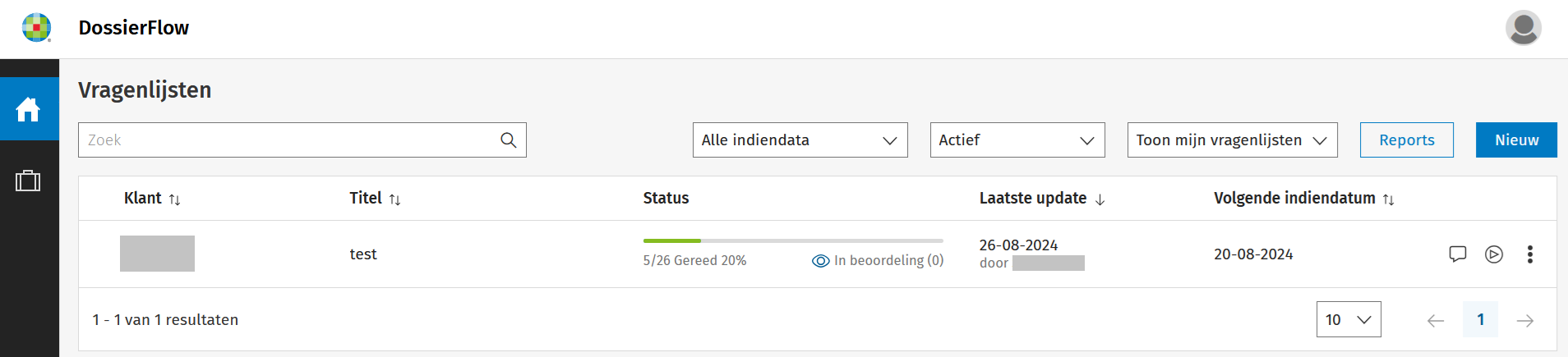 Vragenlijsten dashboard