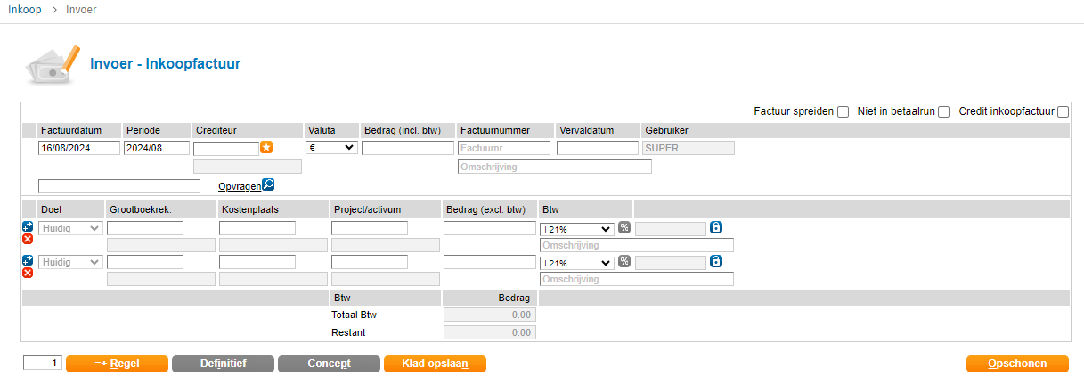 Invoer Inkoopfactuur