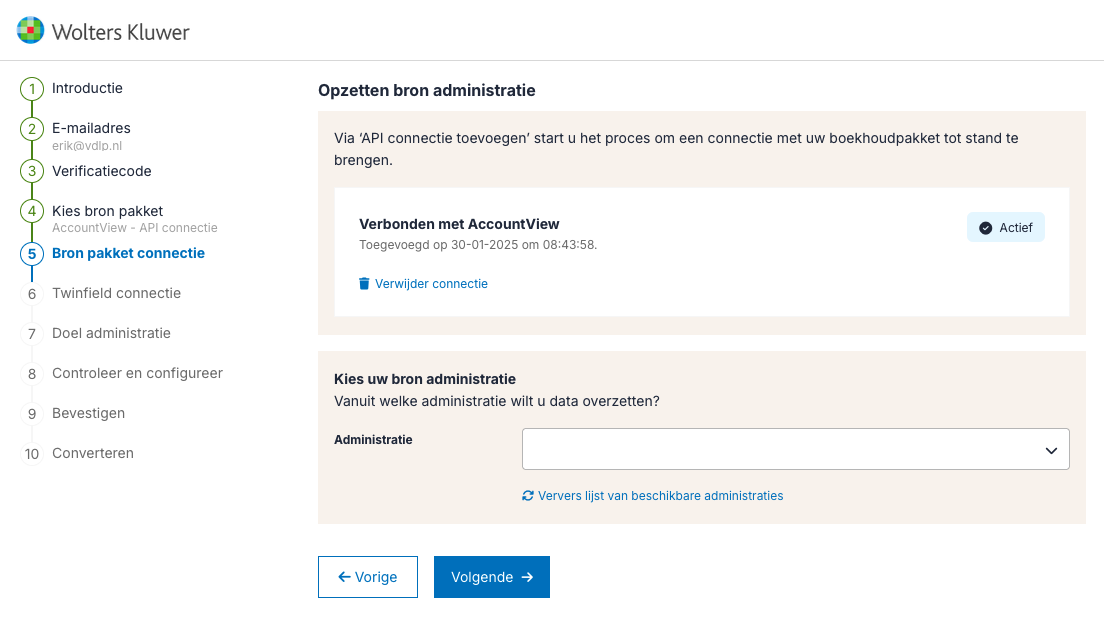 API koppeling verbonden