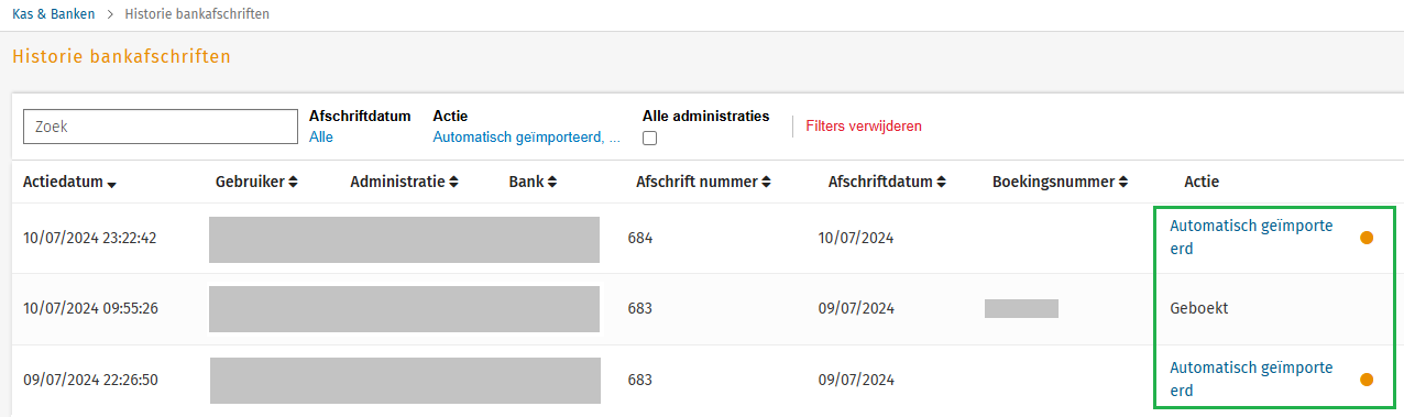 Historie bankafschriften waarschuwing