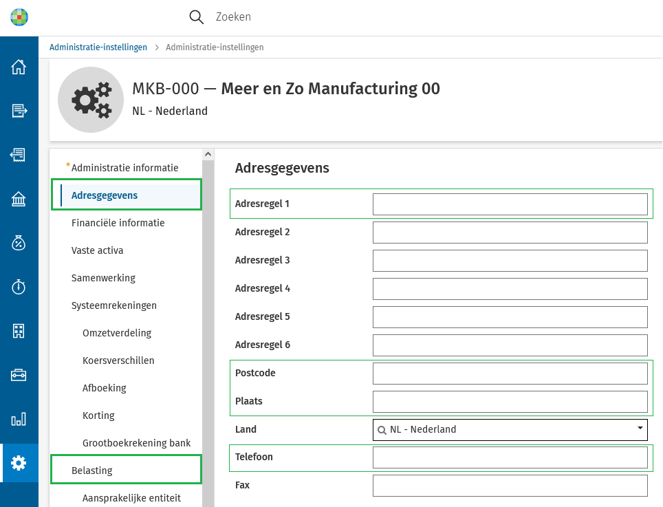 Administratie Instellingen - Btw