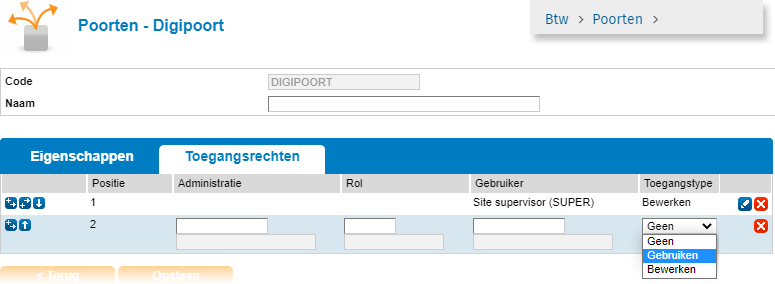 Digipoort Toegangsrechten