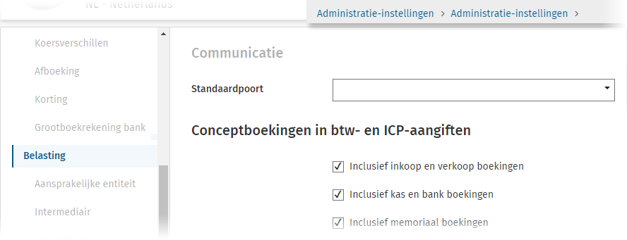 Administratie-instellingen Standaardpoort