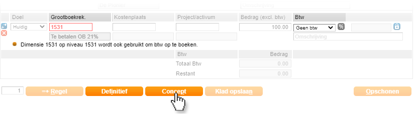 Btw-grootboekrekening rechtstreeks boeken