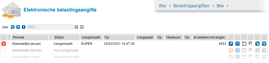 Elektronische belastingaangifte Aangemaakt