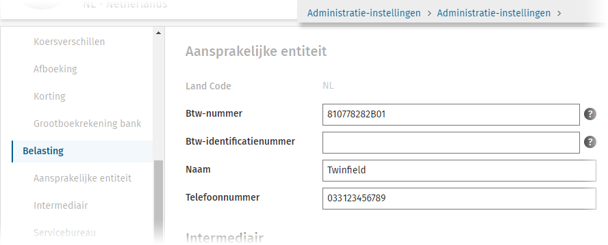 Belastinggegevens Aansprakelijke Entiteit
