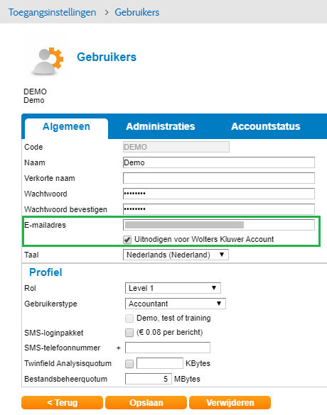 Uitnodigen Wolters Kluwer Account