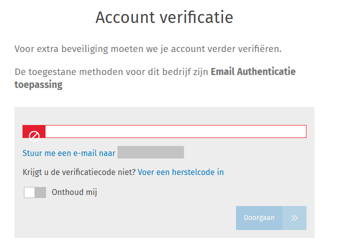Verificatie veld niet beschikbaar
