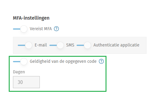 Geldigheid verificatiecode