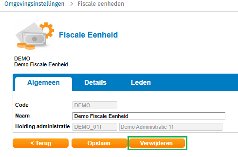 Fiscale eenheid verwijderen