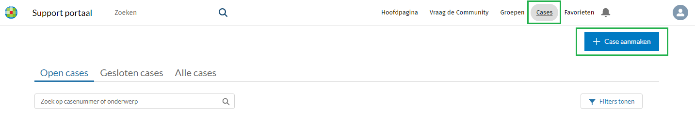 Case aanmaken portaal