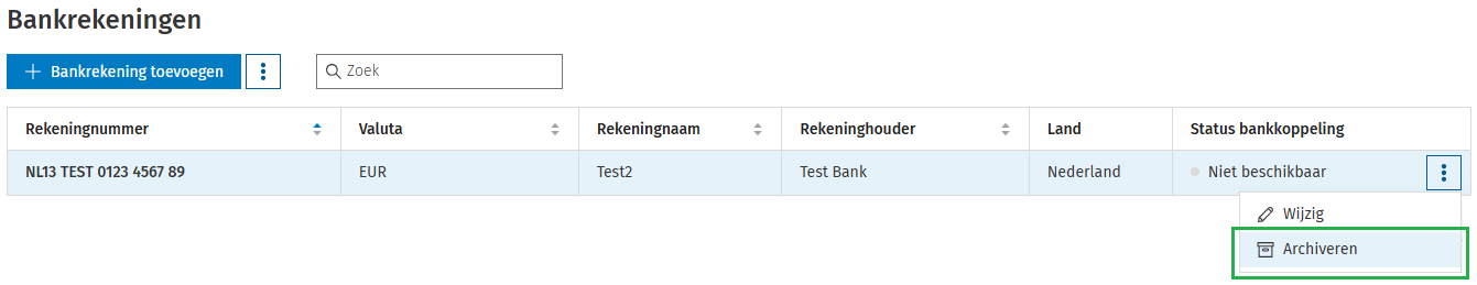 Bankrekening archiveren