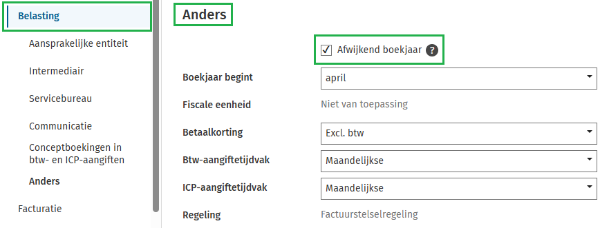 Optie Afwijkend Boekjaar